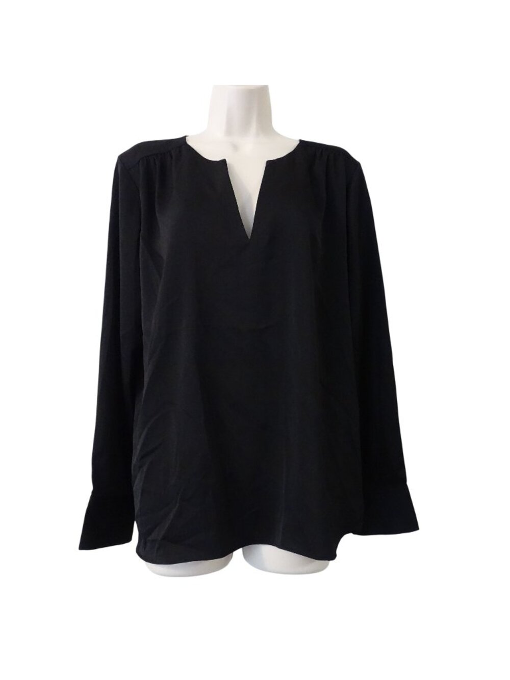 Banana Republic Black Blouse Top Women Size L Long Slv Minimalist Preppy Office